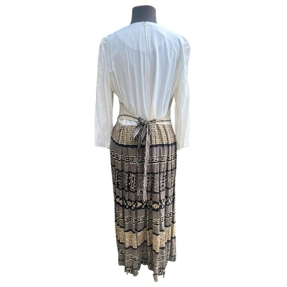 Vtg 90s Cottagecore Embroidered Vest Crinkled Skirt Maxi Dress 16 Artsy Boho - Picture 5 of 8